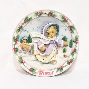Cherished Teddies Winter 6.5" Season of Joy Plate 1996 Enesco P Hillman 203416